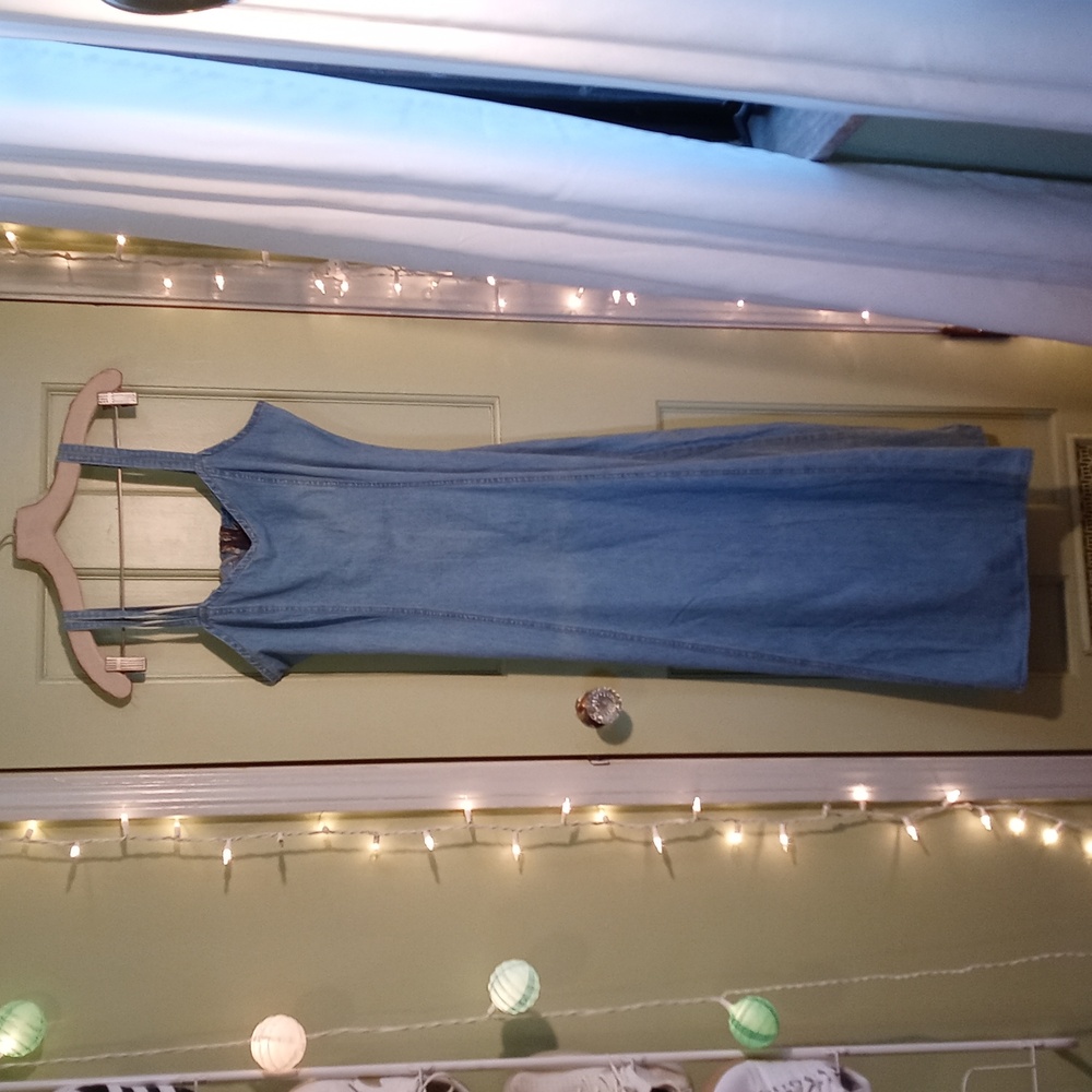 Women's True Blue Denim Spaghetti Strap Tank Top Dress M